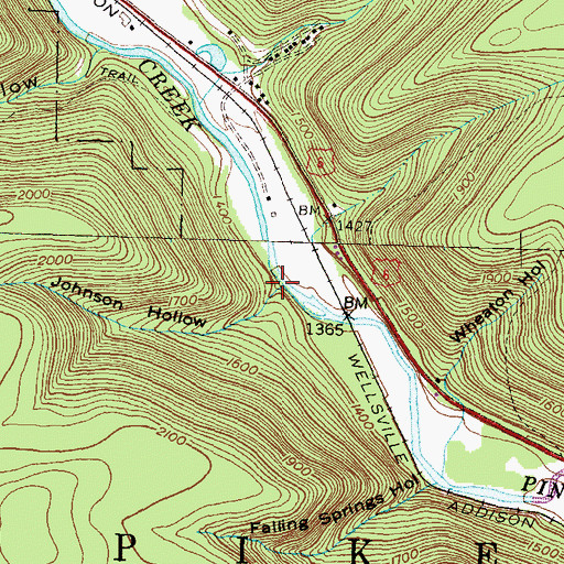 Topographic Map of Johnson Hollow, PA