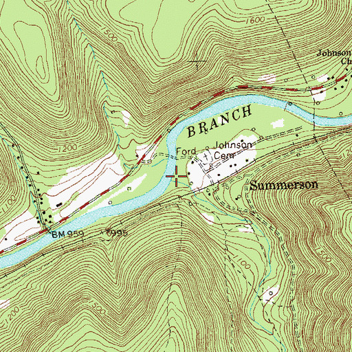 Topographic Map of Johnson Run, PA