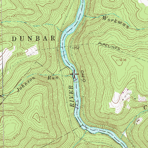 Topographic Map of Johnson Run, PA