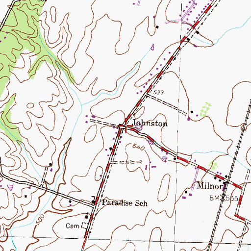 Topographic Map of Johnston, PA