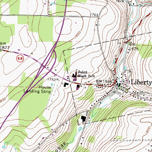 Topographic Map of Liberty Junior / Senior High School, PA
