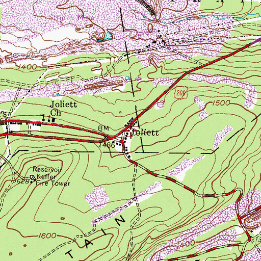 Topographic Map of Joliett, PA