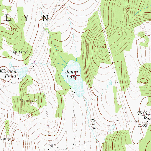 Topographic Map of Jones Lake, PA