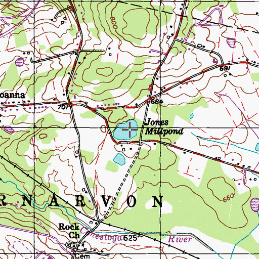Topographic Map of Jones Millpond, PA