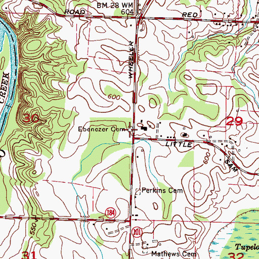 Topographic Map of Ebenezer Cemetery, AL