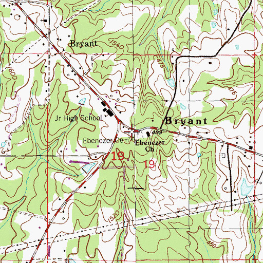 Topographic Map of Ebenezer Cemetery, AL