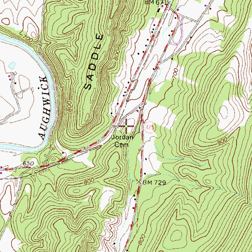 Topographic Map of Jordan Cemetery, PA