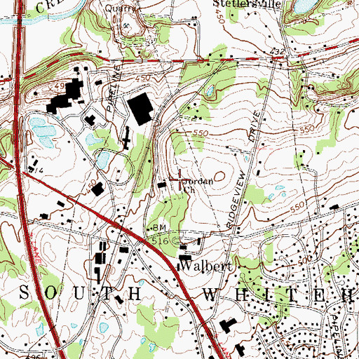 Topographic Map of Jordan Church, PA