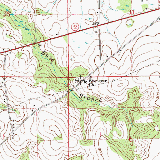 Topographic Map of Ebenezer Church, AL