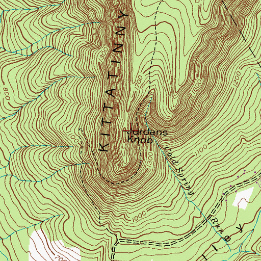 Topographic Map of Jordans Knob, PA