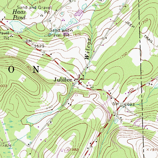 Topographic Map of Jubilee, PA