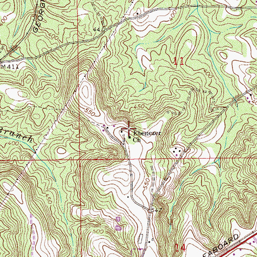 Topographic Map of Ebenezer Church, AL