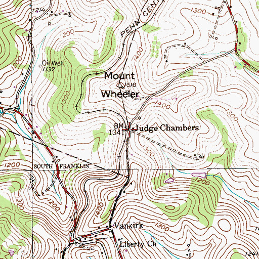 Topographic Map of Judge Chambers, PA