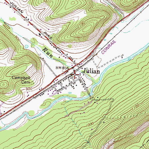 Topographic Map of Julian, PA