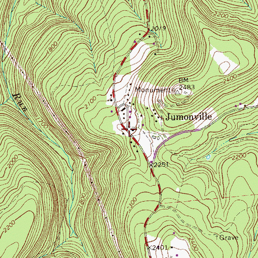 Topographic Map of Jumonville, PA