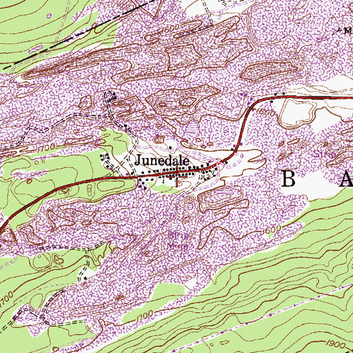 Topographic Map of Junedale, PA