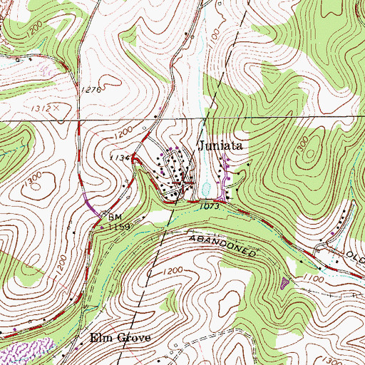 Topographic Map of Juniata, PA