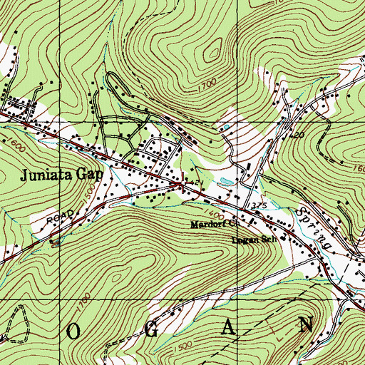 Topographic Map of Juniata Gap, PA