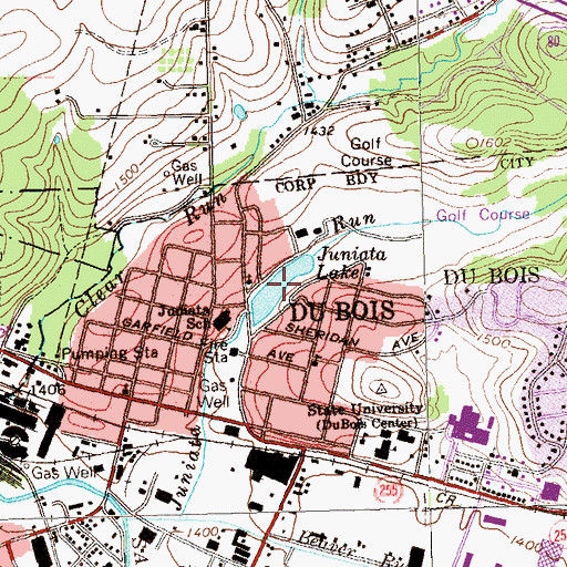 Topographic Map of Juniata Lake, PA