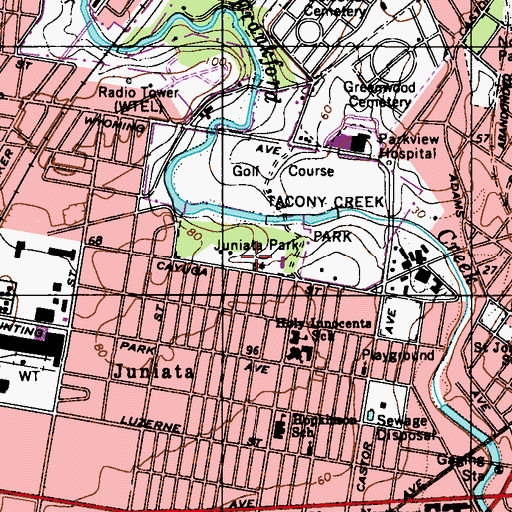 Topographic Map of Juniata Park, PA