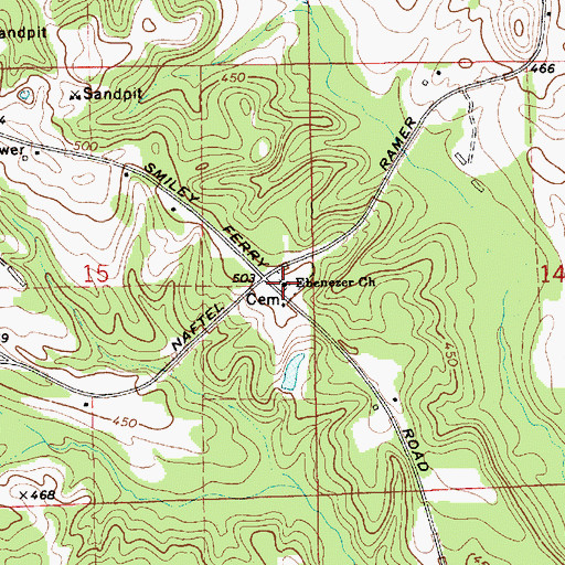 Topographic Map of Ebenezer Church, AL