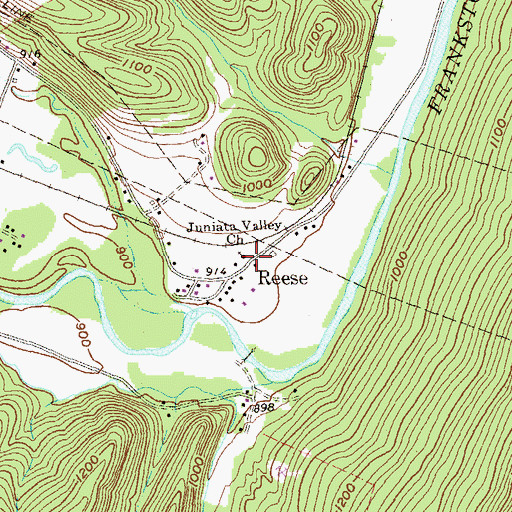 Topographic Map of Juniata Valley Church, PA