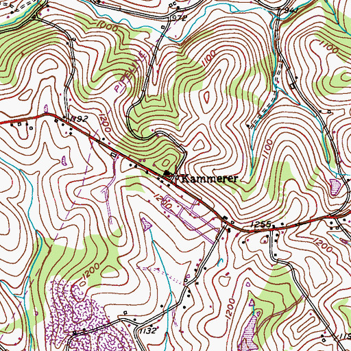 Topographic Map of Kammerer, PA