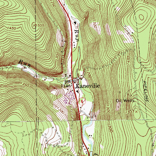 Topographic Map of Kane Run, PA