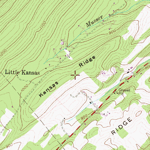 Topographic Map of Kansas Ridge, PA
