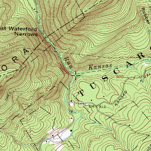 Topographic Map of Kansas Valley, PA