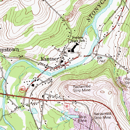 Topographic Map of Kantner, PA