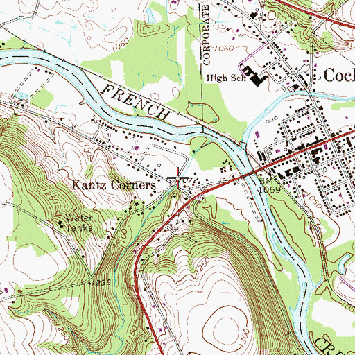 Topographic Map of Kantz Corners, PA