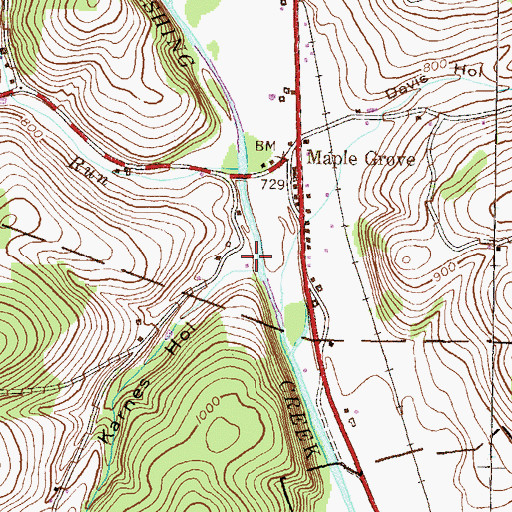 Topographic Map of Karnes Hollow, PA