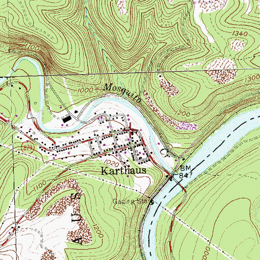 Topographic Map of Karthaus, PA
