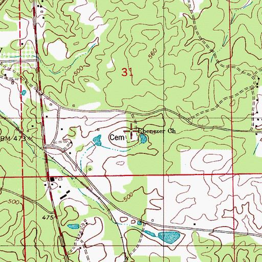 Topographic Map of Ebenezer Baptist Church, AL