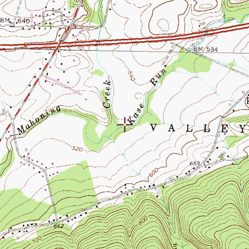 Topographic Map of Kase Run, PA