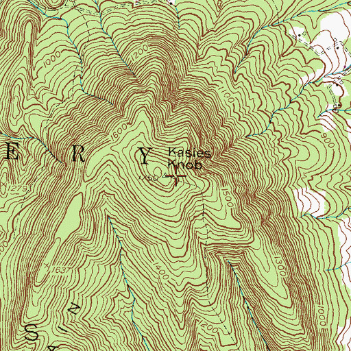 Topographic Map of Kasies Knob, PA