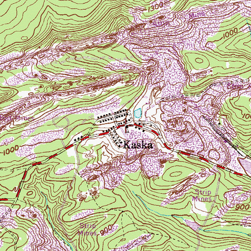 Topographic Map of Kaska, PA