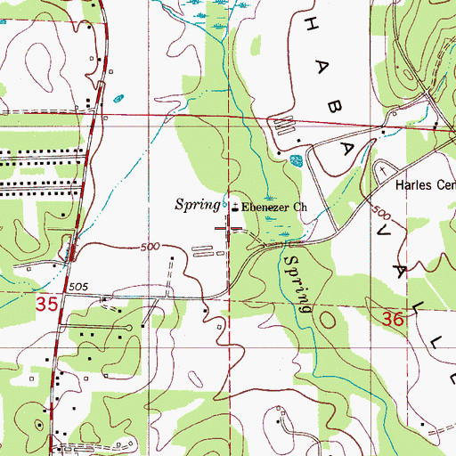 Topographic Map of Ebenezer Church, AL