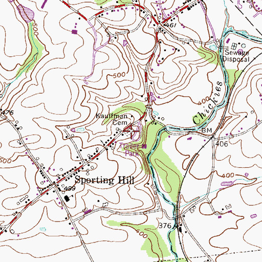 Topographic Map of Kauffman Cemetery, PA
