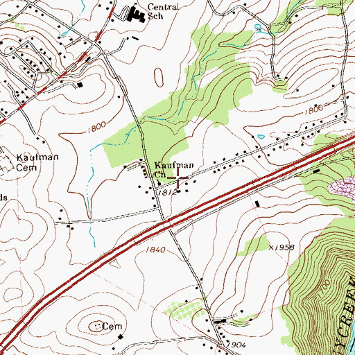 Topographic Map of Kaufman Church, PA