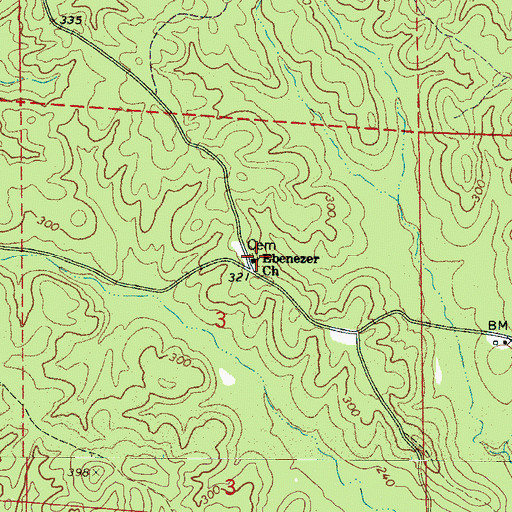 Topographic Map of Ebenezer Church, AL