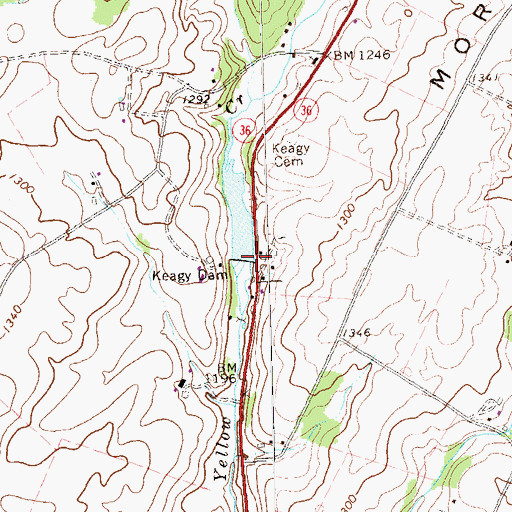 Topographic Map of Keagy Dam, PA