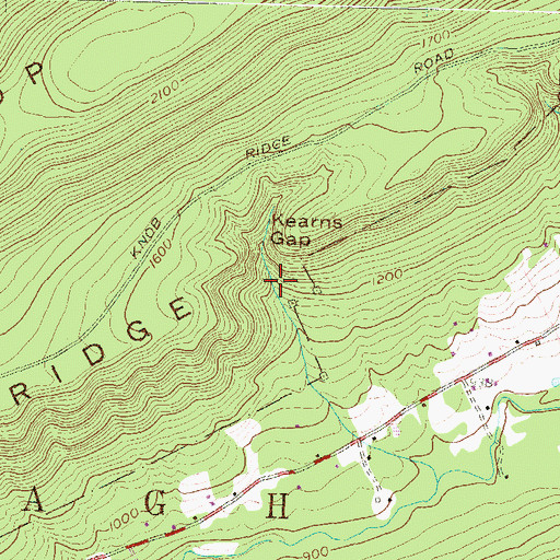 Topographic Map of Kearns Gap, PA