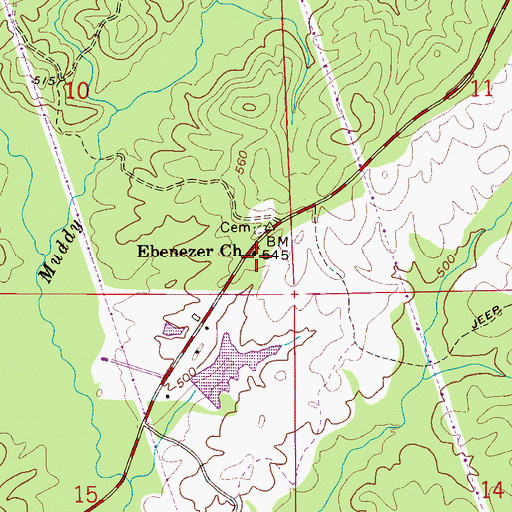 Topographic Map of Ebenezer Church, AL