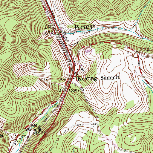 Topographic Map of Keating Summit, PA