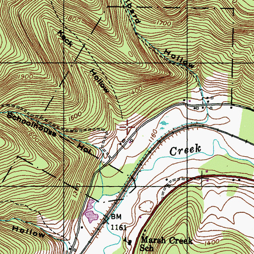 Topographic Map of Keck Hollow, PA