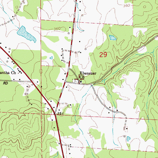 Topographic Map of Ebenezer Church, AL
