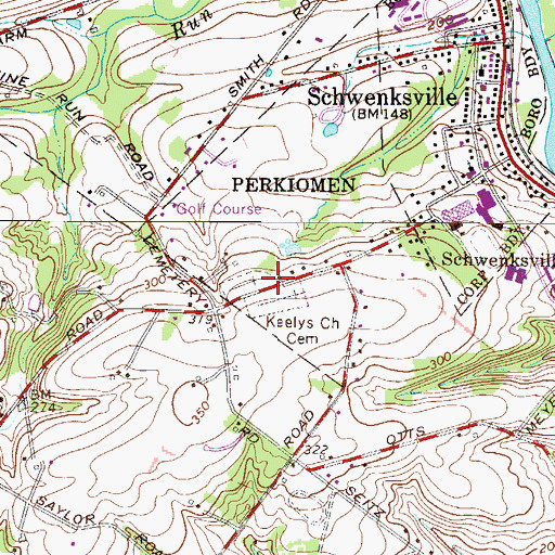 Topographic Map of Keelys Church Cemetery, PA