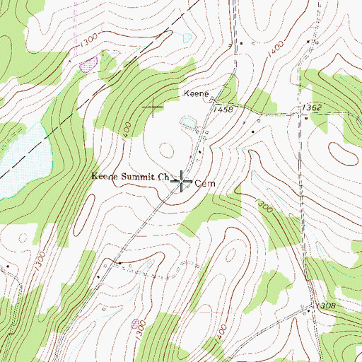 Topographic Map of Keene Summit Church, PA